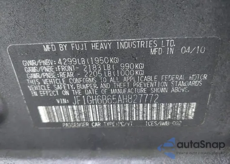 2010 Subaru Impreza 2.5I Premium из США, поврежденный, VIN JF1GH6B65AH827772